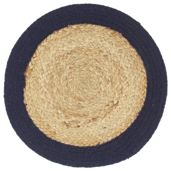vidaXL Placemats 4 pcs. Natural and Navy Blue 38 cm Jute and Cotton