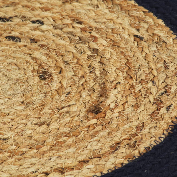vidaXL Placemats 6 pcs. Natural and Navy Blue 38 cm Jute and Cotton