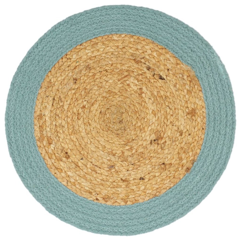 vidaXL Placemats 6 pcs Natural and Green 38 cm Jute and Cotton