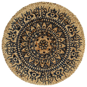vidaXL Placemats 4 pcs. Dark Blue 38 cm Round Jute