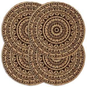 vidaXL Placemats 4 pcs. Dark Brown 38 cm Round Jute