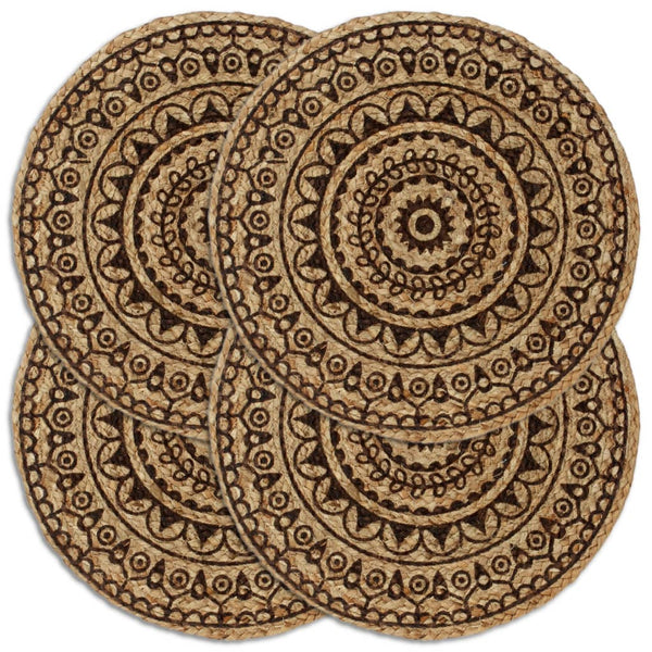 vidaXL Placemats 4 pcs. Dark Brown 38 cm Round Jute