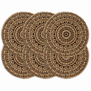 vidaXL Placemats 6 pcs. Dark Brown 38 cm Round Jute