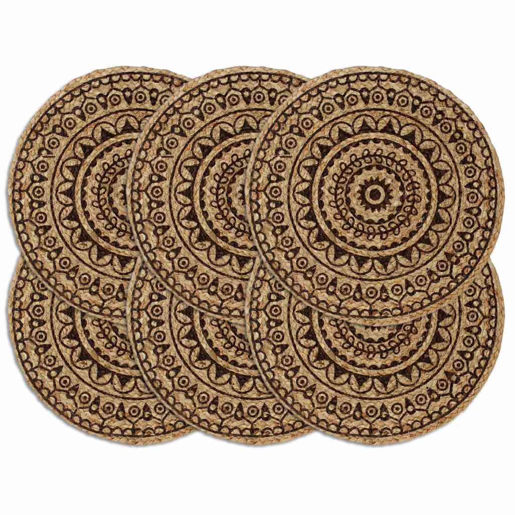 vidaXL Placemats 6 pcs. Dark Brown 38 cm Round Jute