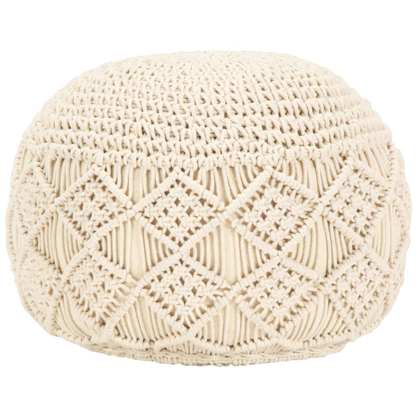 vidaXL Macramé Pouffe Hand-Knitted 45 x 30 cm Cotton