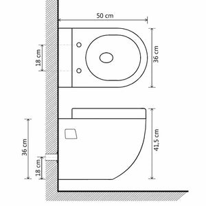 vidaXL Wall-Mounted Toilet with Concealed Cistern Ceramic White