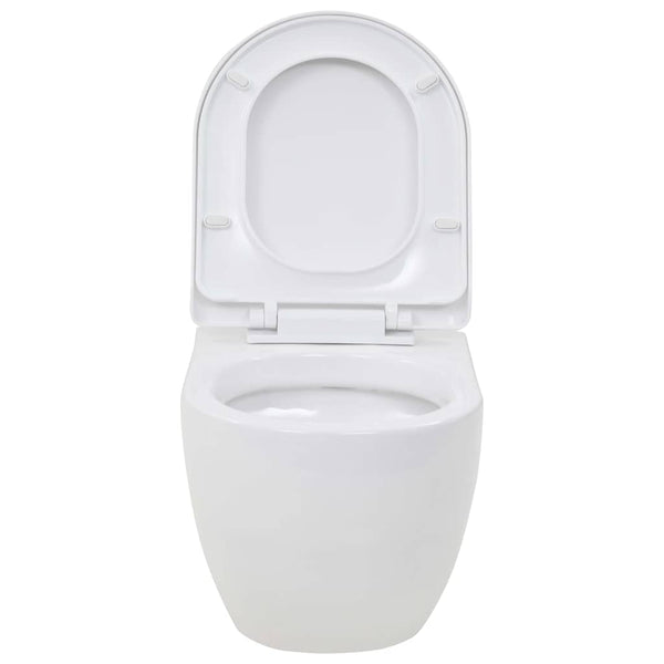 vidaXL Wall-Mounted Toilet with Concealed Cistern Ceramic White