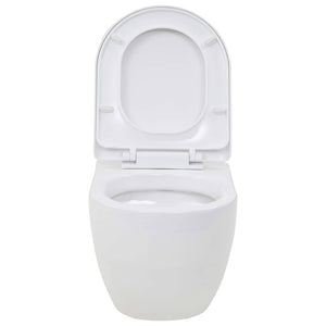 vidaXL Wall-Mounted Toilet with Concealed Cistern Ceramic White