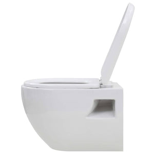 vidaXL Wall-Mounted Toilet with Concealed Cistern Ceramic White