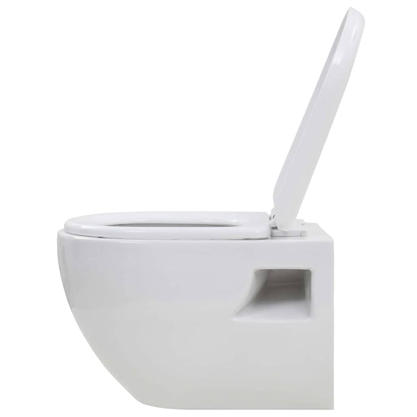vidaXL Wall-Mounted Toilet with Concealed Cistern Ceramic White