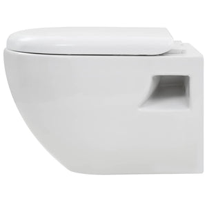 vidaXL Wall-Mounted Toilet with Concealed Cistern Ceramic White