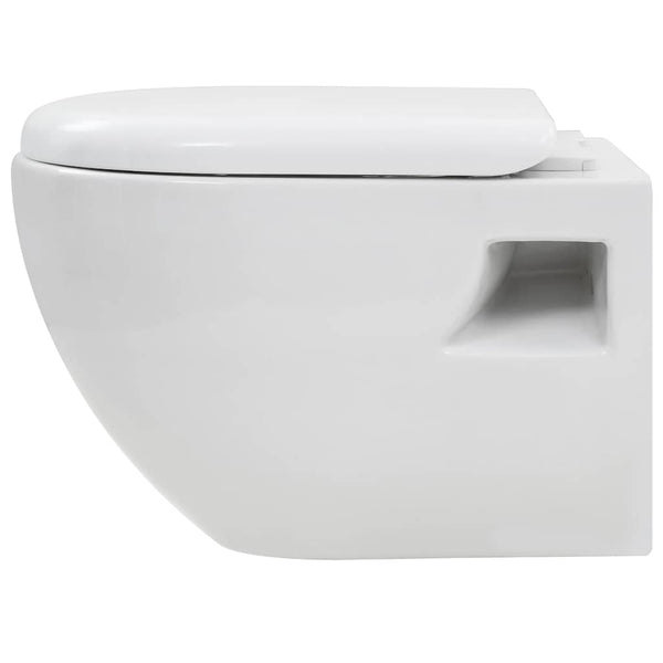 vidaXL Wall-Mounted Toilet with Concealed Cistern Ceramic White