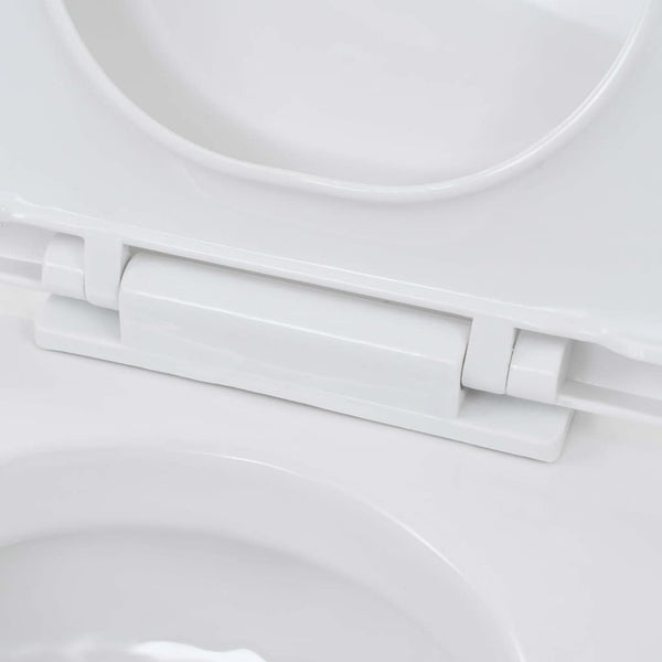 vidaXL Wall-Mounted Toilet with Concealed Cistern Ceramic White