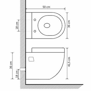 vidaXL Wall-Mounted Toilet with Concealed Cistern Ceramic Black