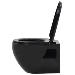 vidaXL Wall-Mounted Toilet with Concealed Cistern Ceramic Black