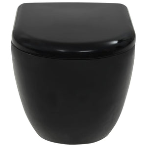 vidaXL Wall-Mounted Toilet with Concealed Cistern Ceramic Black