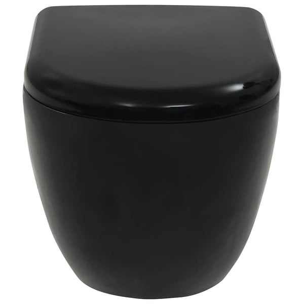 vidaXL Wall-Mounted Toilet with Concealed Cistern Ceramic Black