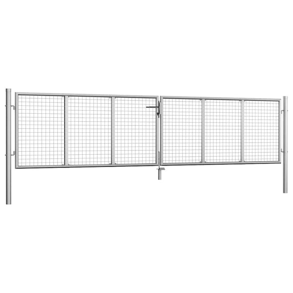 vidaXL Garden Gate Galvanized Steel 400 x 75 cm Silver