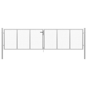 vidaXL Garden Gate Galvanized Steel 400 x 100 cm Silver