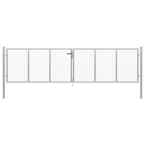 vidaXL Garden Gate Galvanized Steel 400 x 100 cm Silver