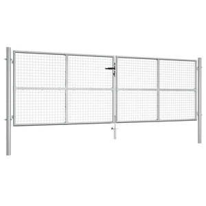 vidaXL Garden Gate Galvanized Steel 400 x 125 cm Silver