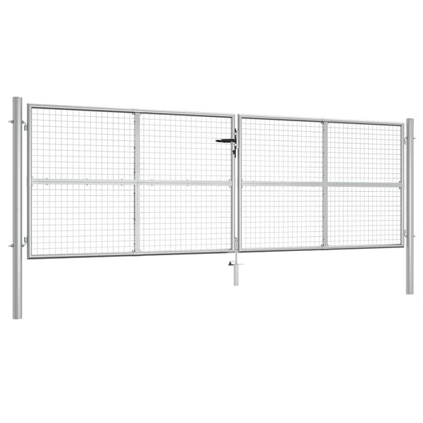 vidaXL Garden Gate Galvanized Steel 400 x 125 cm Silver