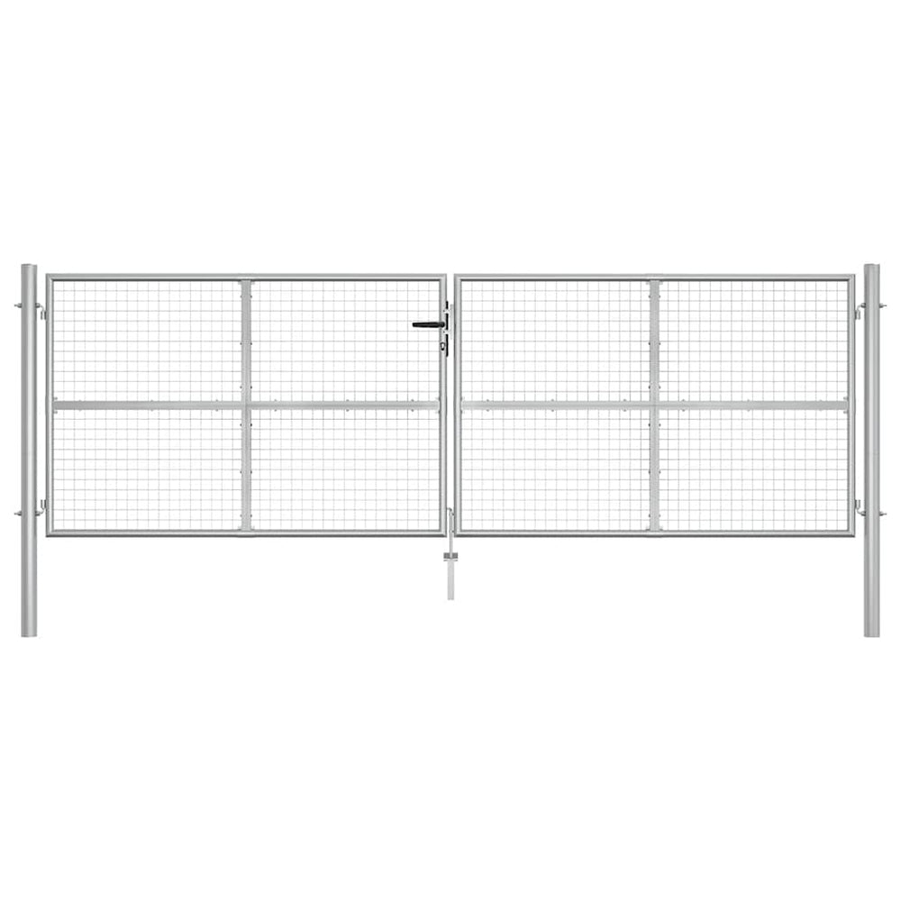 vidaXL Garden Gate Galvanized Steel 400 x 125 cm Silver