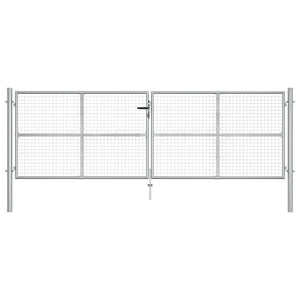 vidaXL Garden Gate Galvanized Steel 400 x 125 cm Silver