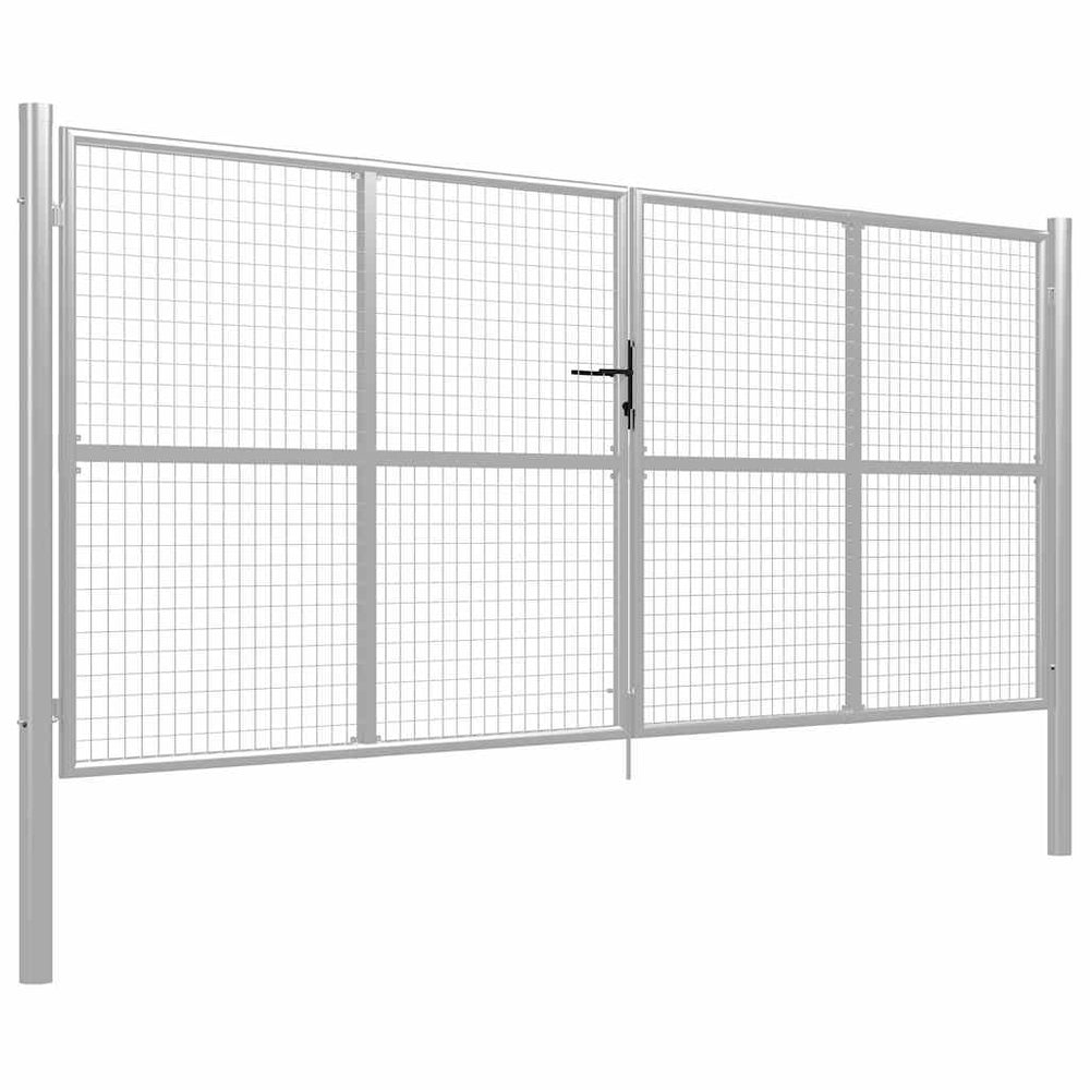 vidaXL Garden Gate Galvanized Steel 400 x 150 cm Silver