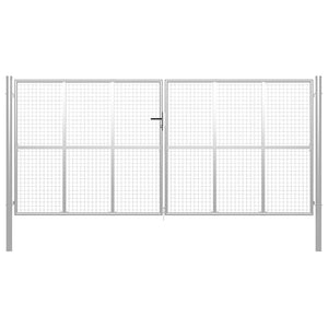 vidaXL Garden Gate Galvanized Steel 400 x 175 cm Silver