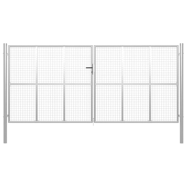 vidaXL Garden Gate Galvanized Steel 400 x 175 cm Silver