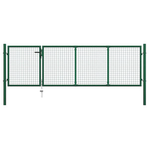 vidaXL Garden Gate Steel 350 x 100 cm Green