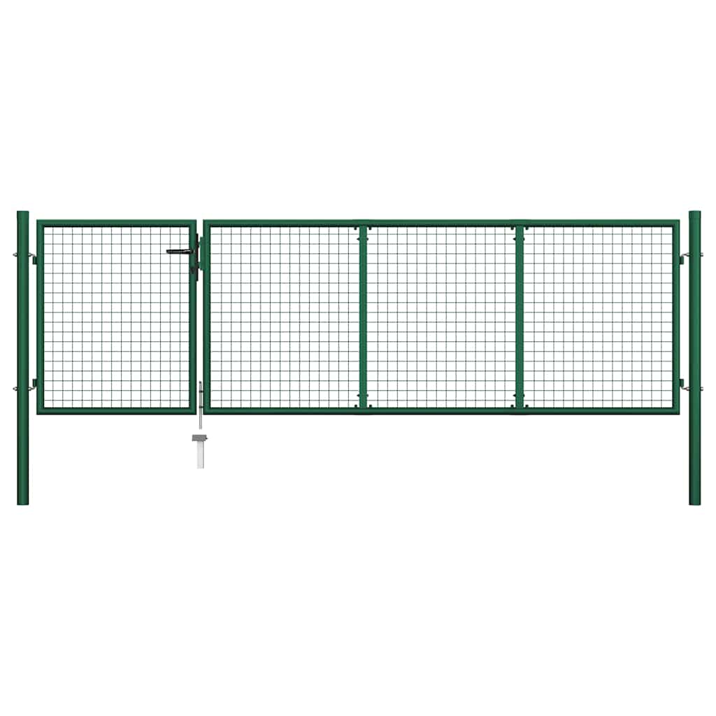 vidaXL Garden Gate Steel 350 x 100 cm Green