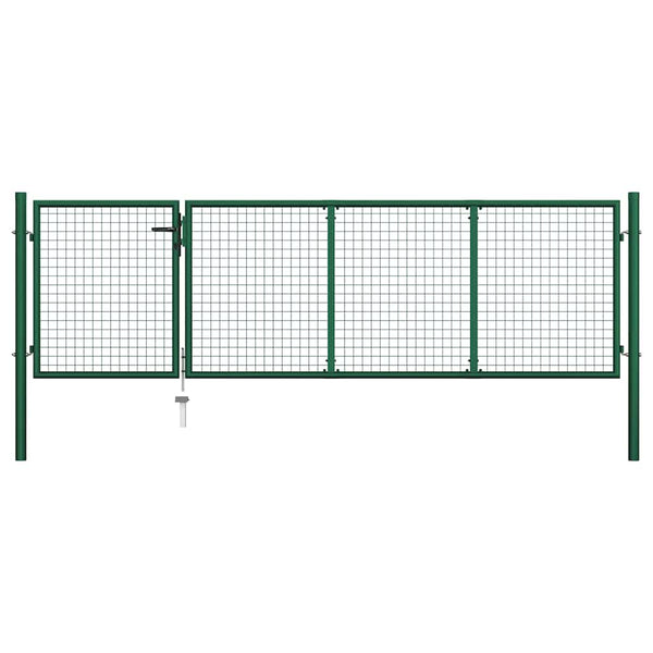 vidaXL Garden Gate Steel 350 x 100 cm Green