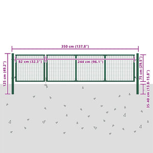 vidaXL Garden Gate Steel 350 x 100 cm Green