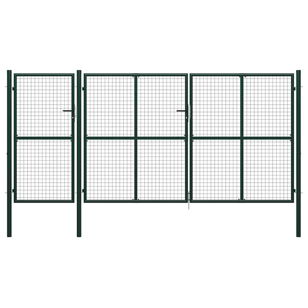 vidaXL Garden Gate Steel 400 x 150 cm Green