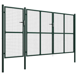 vidaXL Garden Gate Steel 400 x 150 cm Green