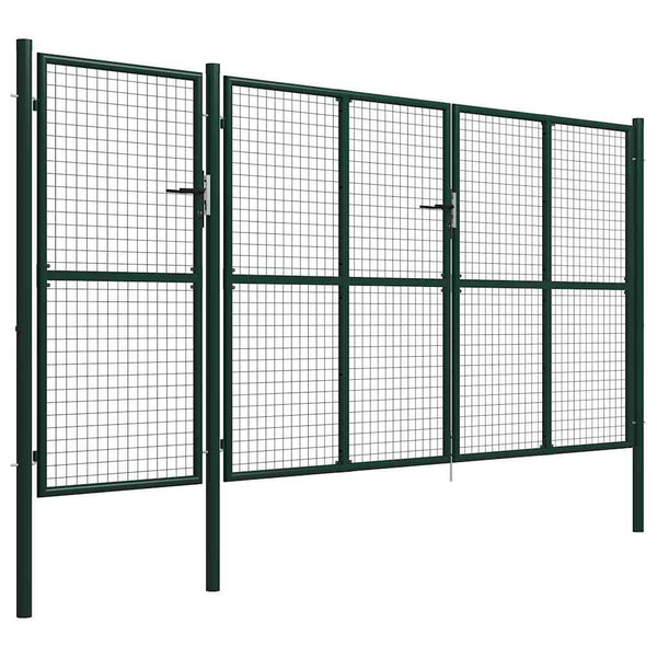 vidaXL Garden Gate Steel 400 x 150 cm Green