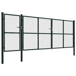 vidaXL Garden Gate Steel 500 x 150 cm Green