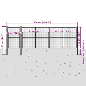 vidaXL Garden Gate Steel 500×150 cm Anthracite