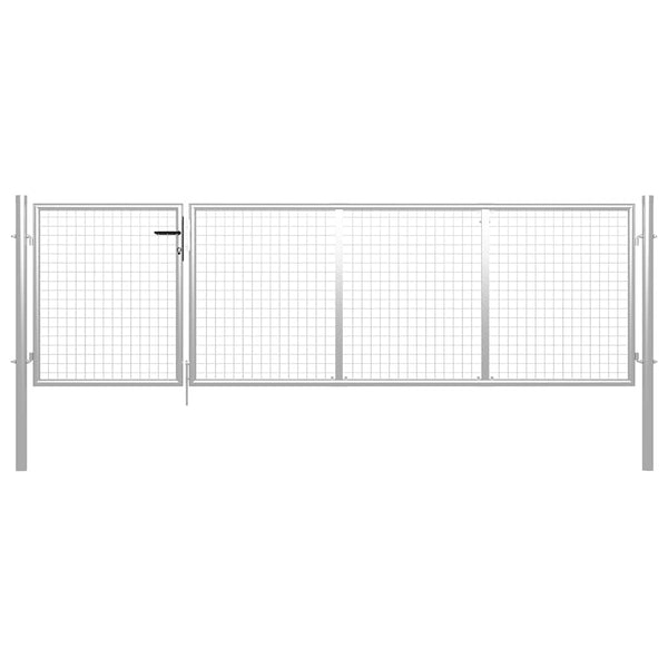 vidaXL Garden Gate Steel 350 x 75 cm Silver