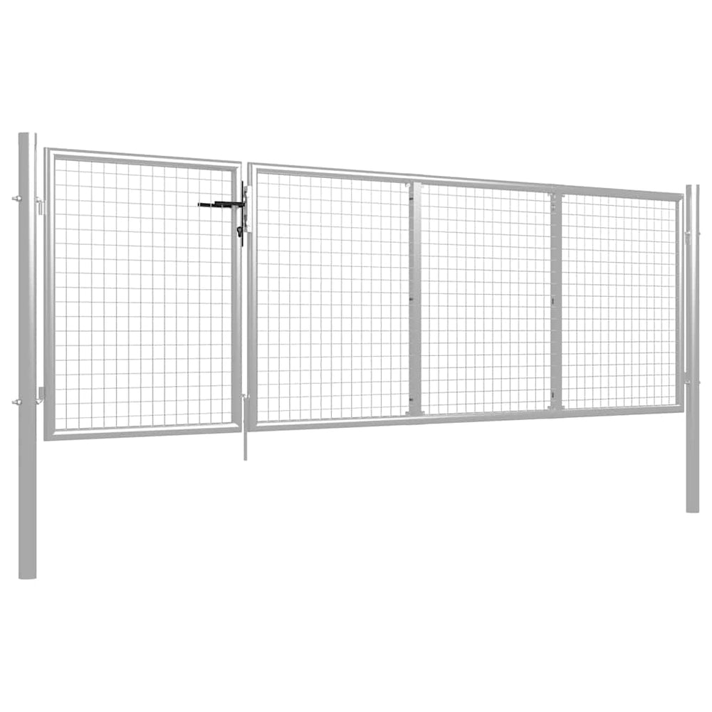 vidaXL Garden Gate Steel 350 x 100 cm Silver