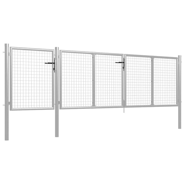vidaXL Garden Gate Steel 400 x 75 cm Silver