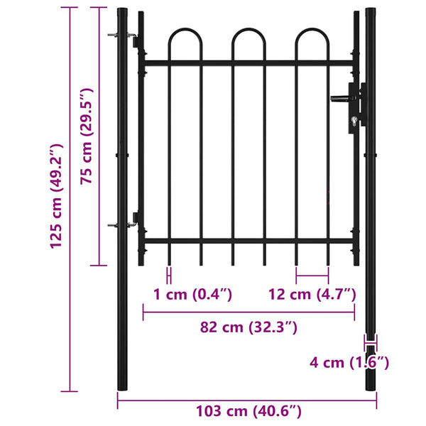vidaXL Single-Door Garden Gate BOXTEL with Bow Top 100 x 75 cm