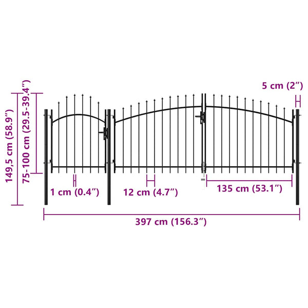 vidaXL Garden Gate Woerden Steel 1x4 m Black
