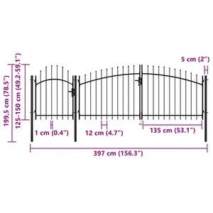 vidaXL Garden Gate Woerden Steel 1.5 x 4 m Black