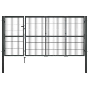 vidaXL Garden Gate with Posts Steel 350 x 120 cm Anthracite