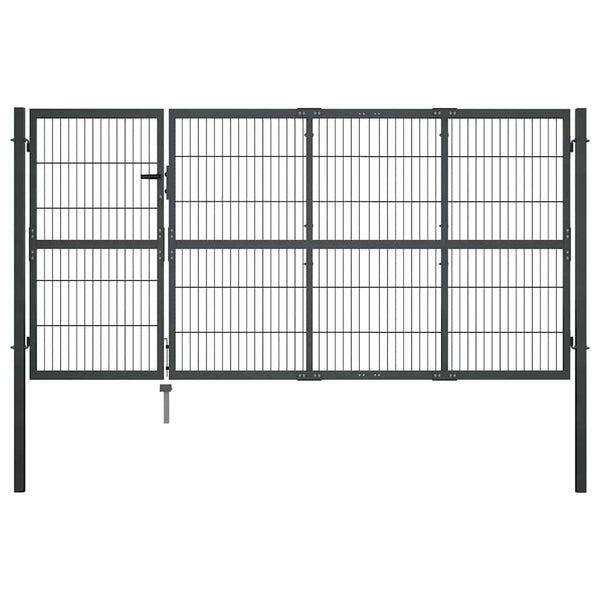 vidaXL Garden Gate with Posts Steel 350 x 120 cm Anthracite