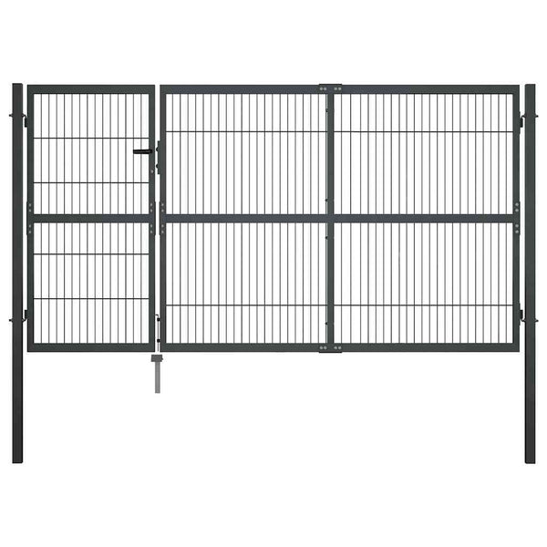 vidaXL Garden Gate with Posts Steel 350x140 cm Anthracite