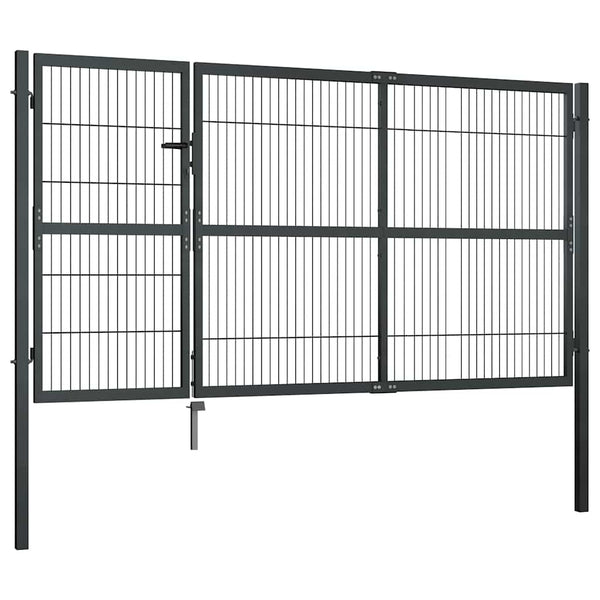 vidaXL Garden Gate with Posts Steel 350x140 cm Anthracite
